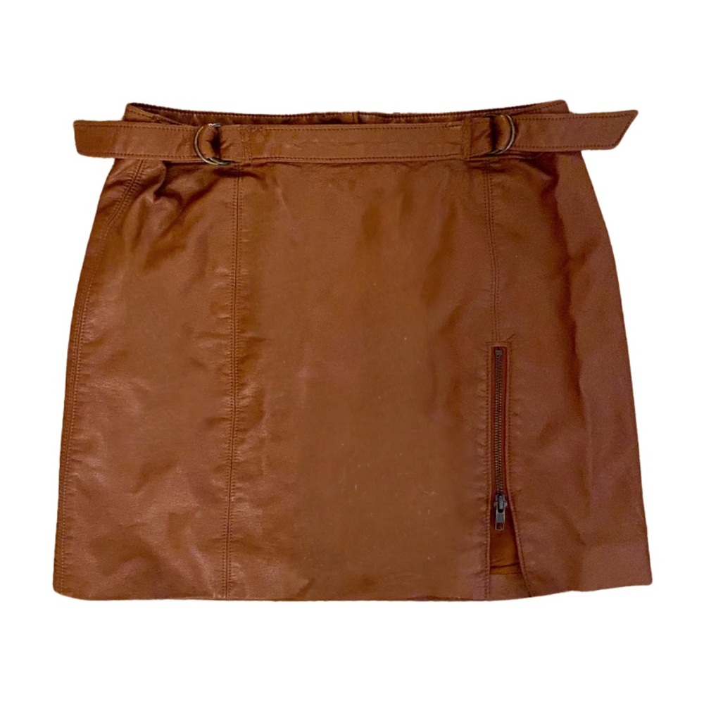 Brown Leather Mini Skirt Free People